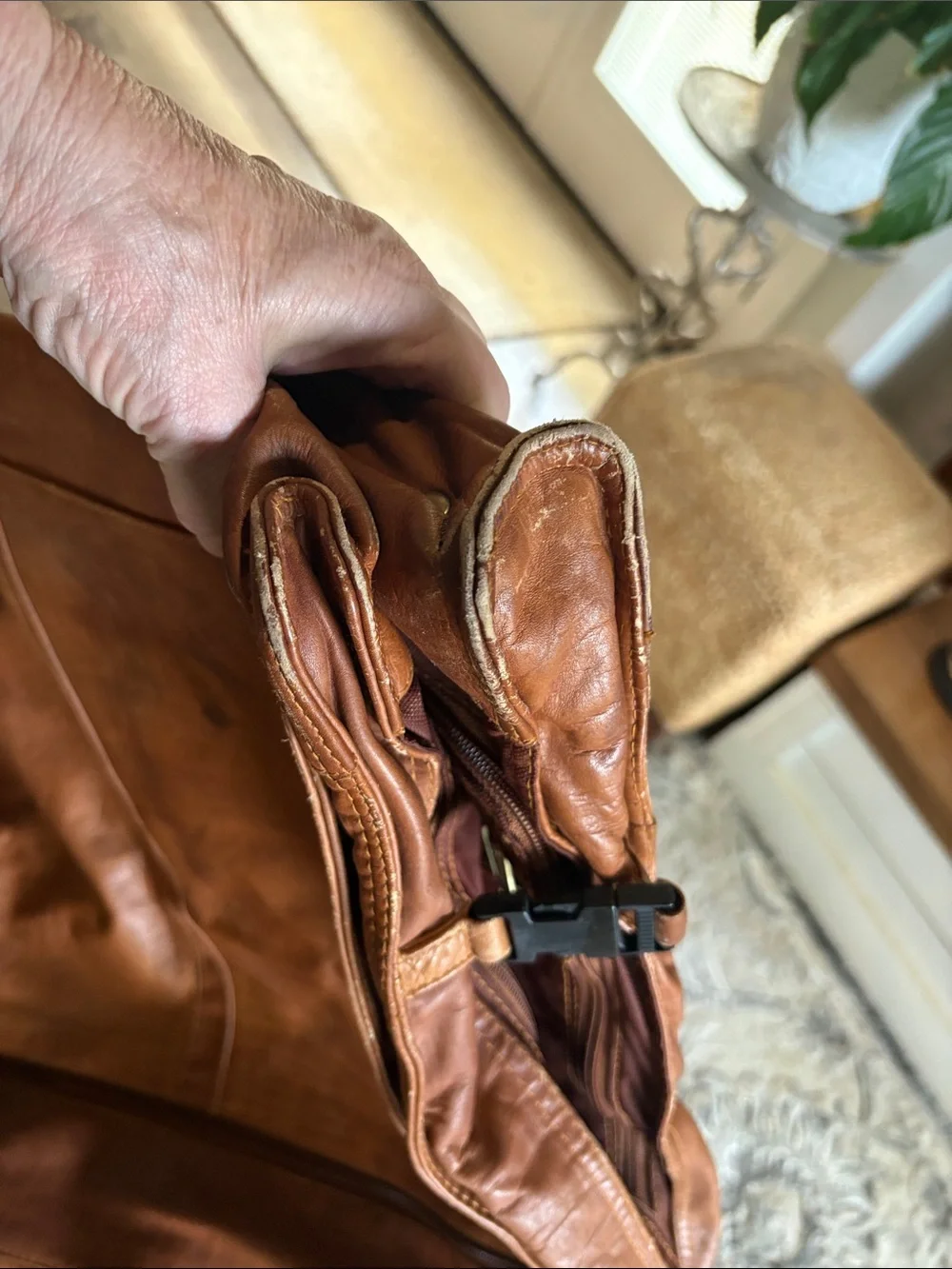 Leather Garment Bag - Brown Travel Organizer